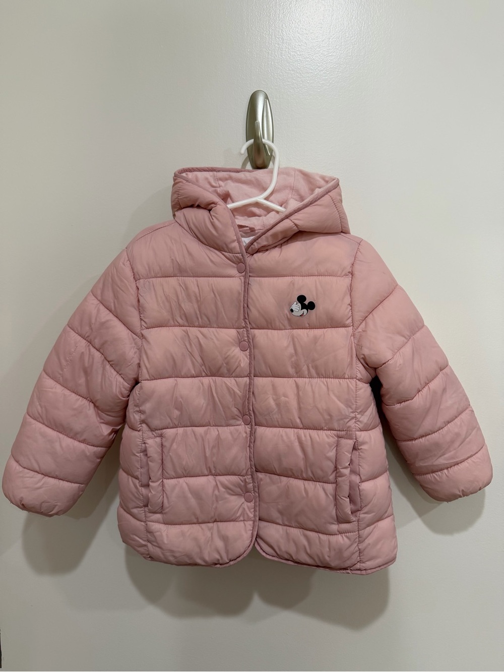 Zara Kids Pink Hooded Puffer Jacket - Mickey Detail